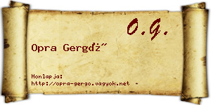 Opra Gergő névjegykártya
